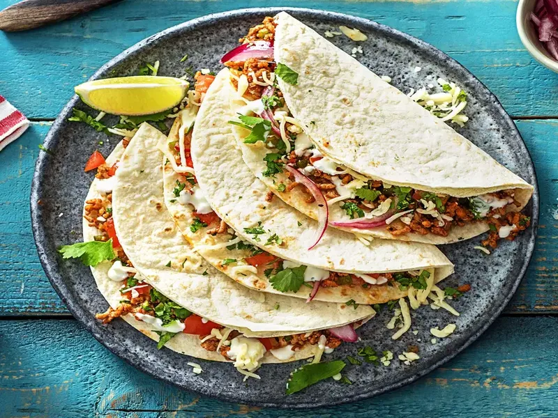 Ground Pork Carnitas Tacos with Quick Pickled Onions