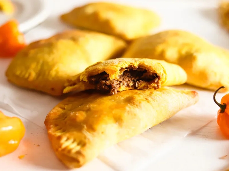 Baked Jamaican Beef Patties with Turmeric Crust